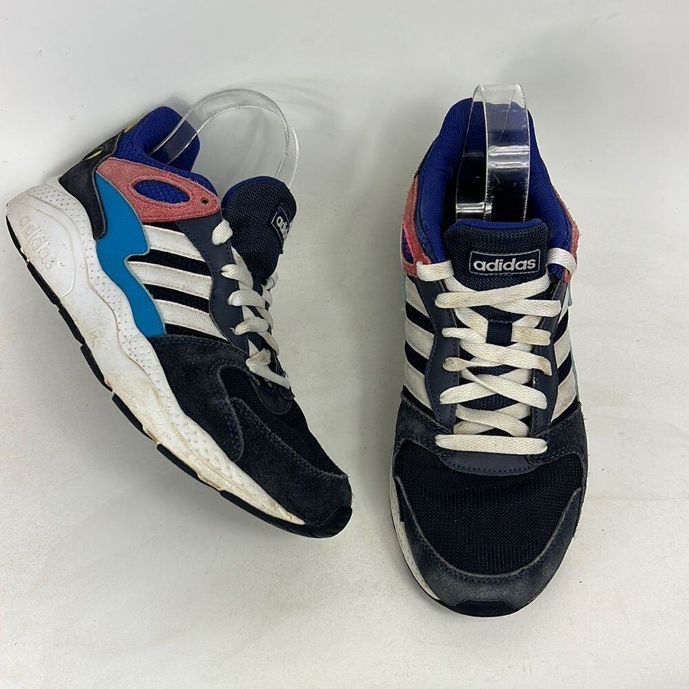 Adidas chaos cloudfoam sneakers mens 7.5 blue faded red white suede retro style